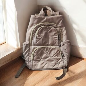 Lug Quilted Backpack in Beige and Khaki
